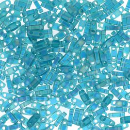 Miyuki  Quarter Tila Beads Matted Transp Teal AB  QTL2405FR  - 5 gram