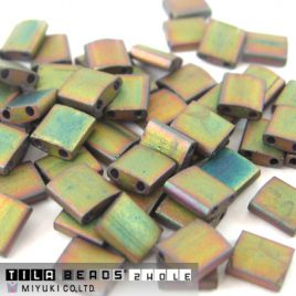 Miyuki Tila Beads Matted Metallic Khaki Iris TL2035 5 gram ok.55 szt.