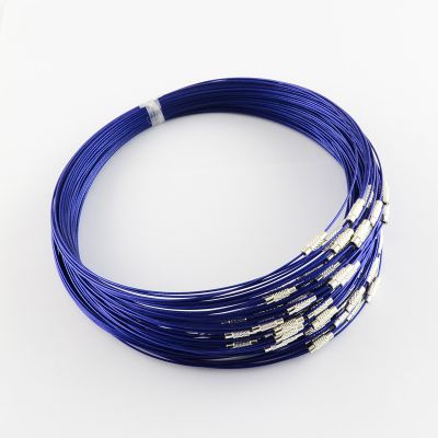 Stainless Steel Wire with Brass Clasp  ok. 45 cm x 1 mm MIDNIGHT BLUE  - 1 szt