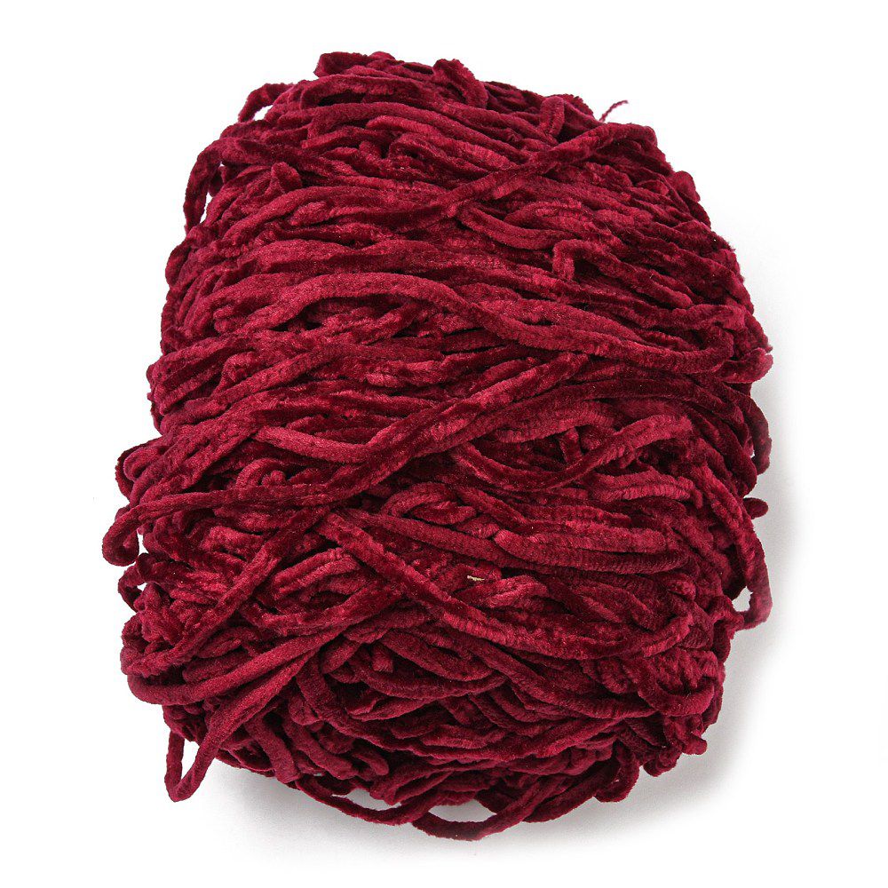 Wool Chenille Yarn, Velvet Cotton Hand Knitting Threads 5 mm ,FIREBRICK  , 95 -100 gram - 1 pc