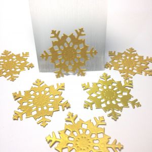 Scrapki ażur ŚNIEŻYNKI 5x5 cm metallic gold (220gr ) -2 szt