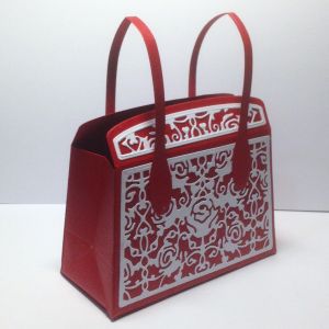 Box Torebka 3D metallic red/white (220gr) (do sklejenia) - zestaw