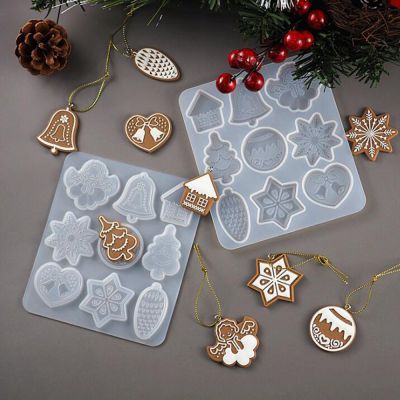 PW0001-004  DIY Christmas Tree & Snowflake & Bell & Castle Pendant Silicone Molds130x120 mm  - 1pc